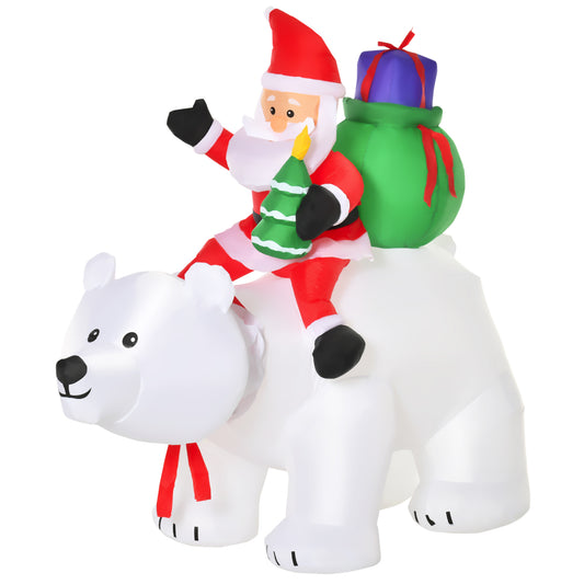 6ft Christmas Inflatable Santa Claus Riding A Polar Bear with LED Lights, Blow-Up Outdoor LED Yard Display for Lawn, Garden, Party - Gallery Canada