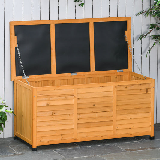 75 Gallon Wooden Storage Box patio Deck Box Bench, Garden Backyard Outdoor Storage Container with Aerating Gap &; Weather-Fighting Finish, Yellow - Gallery Canada