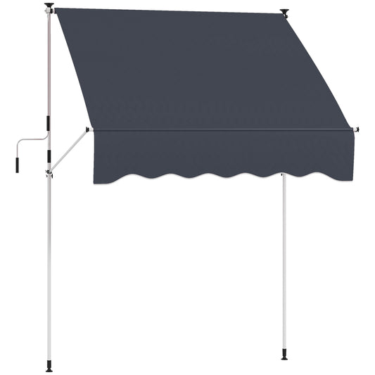 6.6'x5' Manual Retractable Patio Awning Sun Shelter Window Door Deck Canopy, Water Resistant UV Protector, Black - Gallery Canada