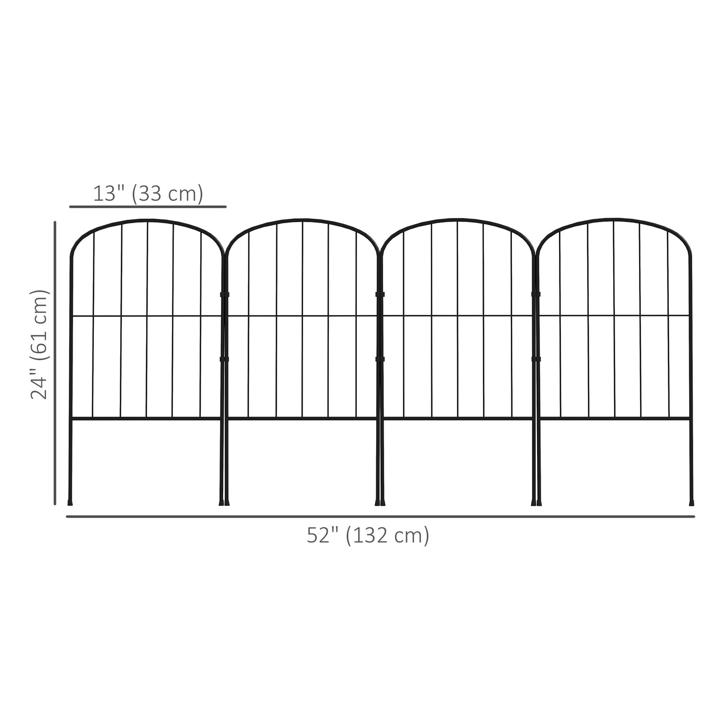 4 Pack Garden Fencing Border, Decorative Fence 4 Panels, Flower Edging Animal Barrier for Outdoor, Patio, Arched, Black - Gallery Canada