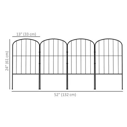 4 Pack Garden Fencing Border, Decorative Fence 4 Panels, Flower Edging Animal Barrier for Outdoor, Patio, Arched, Black - Gallery Canada