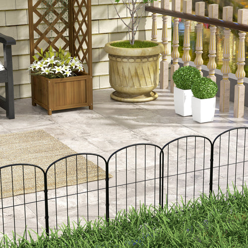 4 Pack Garden Fencing Border, Decorative Fence 4 Panels, Flower Edging Animal Barrier for Outdoor, Patio, Arched, Black