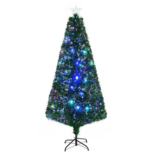 6FT Pre-lit LED Artificial Christmas Tree Scattered Holiday Décor with Stand, Green - Gallery Canada