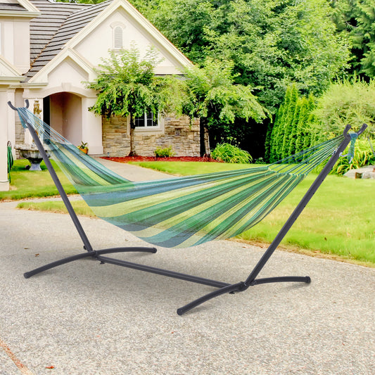 9.2'L Adjustable Hammock Stand Only, Heavy Duty Universal Garden Outdoor Camping Picnic Sun Bed Swing Metal Frame w/ Six Holes to Adjust, Black - Gallery Canada
