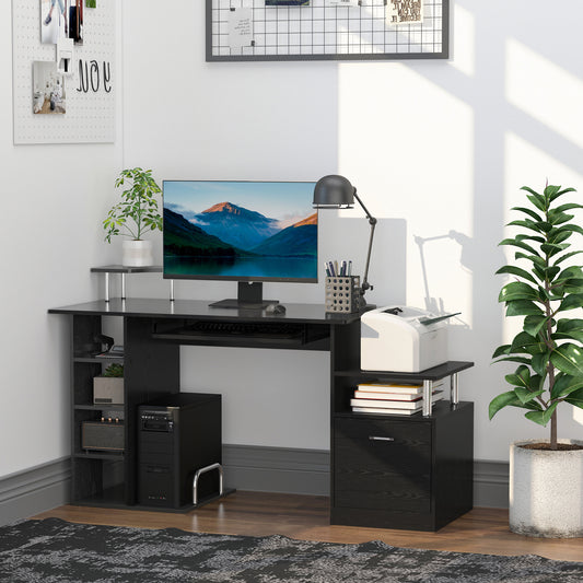 Wood Computer Desk Table Laptop Workstation with Storage Shelf Drawer Office Home Black - Gallery Canada