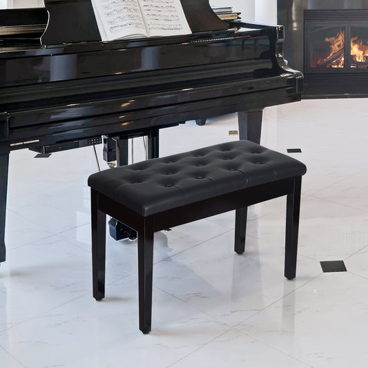 30" Padded Storage Piano Bench Artist Keyboard Seat Faux Leather (Black) - Gallery Canada