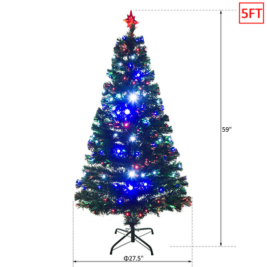 5FT Pre-lit LED Optical Fiber Christmas Tree Artificial Holiday Décor with Stand Green - Gallery Canada