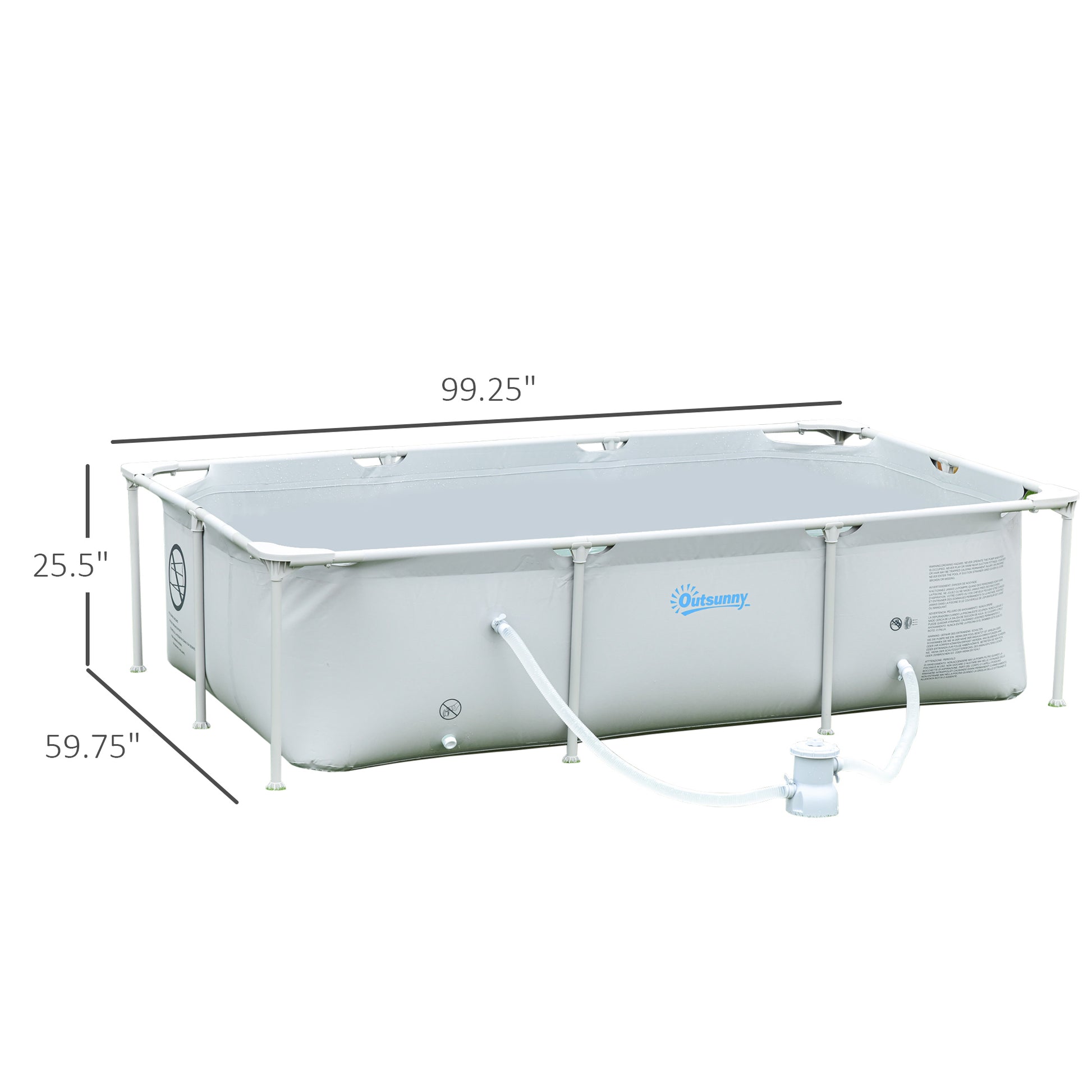 8.3ft x 5ft x 26in Frame Above Ground Swimming Pool Set with Filter Pump Filter Cartridge Reinforced Sidewalls Grey - Gallery Canada