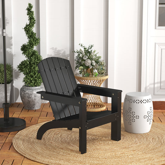 Adirondack Patio Chair, Outdoor Poplar Hard Wood Fire Pit Chair, Pre-Assembled Backrest Chaise Adirondack with High-back, Large Seat, for Deck, Garden, Black - Gallery Canada