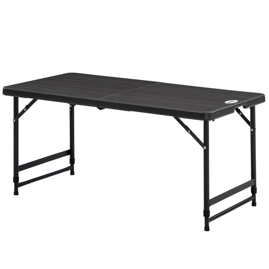 Foldable Patio Dining Table for 4, Height Adjustable Outdoor Table for Garden Lawn Backyard, Dark Grey - Gallery Canada