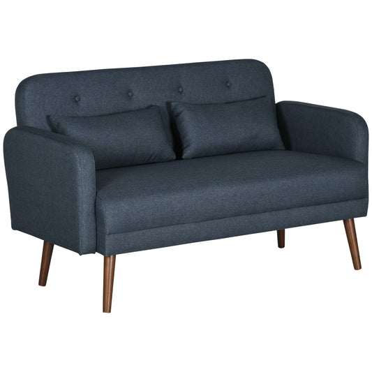 53" 2 Seat Sofa, Modern Love Seats Furniture, Upholstered 2 Seater Couch with Throw Cushions, Solid Wood Frame, Blue - Gallery Canada