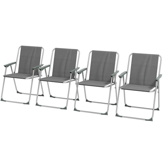 4 Pieces Folding Patio Camping Chairs Set, Sports Chairs for Adults with Armrest, Oxford Fabric Seat, for Garden, Backyard, Lawn, Grey at Gallery Canada