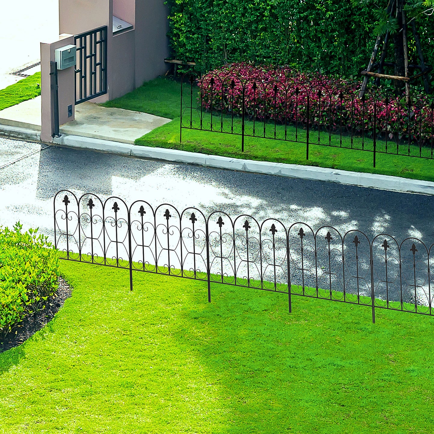 5PCs Outdoor Garden Fence Panels, Metal Wire Landscape Flower Bed Border Edging Animal Barrier, 33" x 10', Black at Gallery Canada