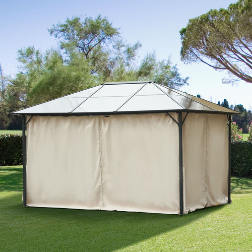 Replacement Gazebo Curtains with Zipper, 4-Panel Universal Gazebo Privacy Sidewall for Most 10' x 13' Gazebo Canopy Pavillion, Hooks/C-Rings Included, Beige