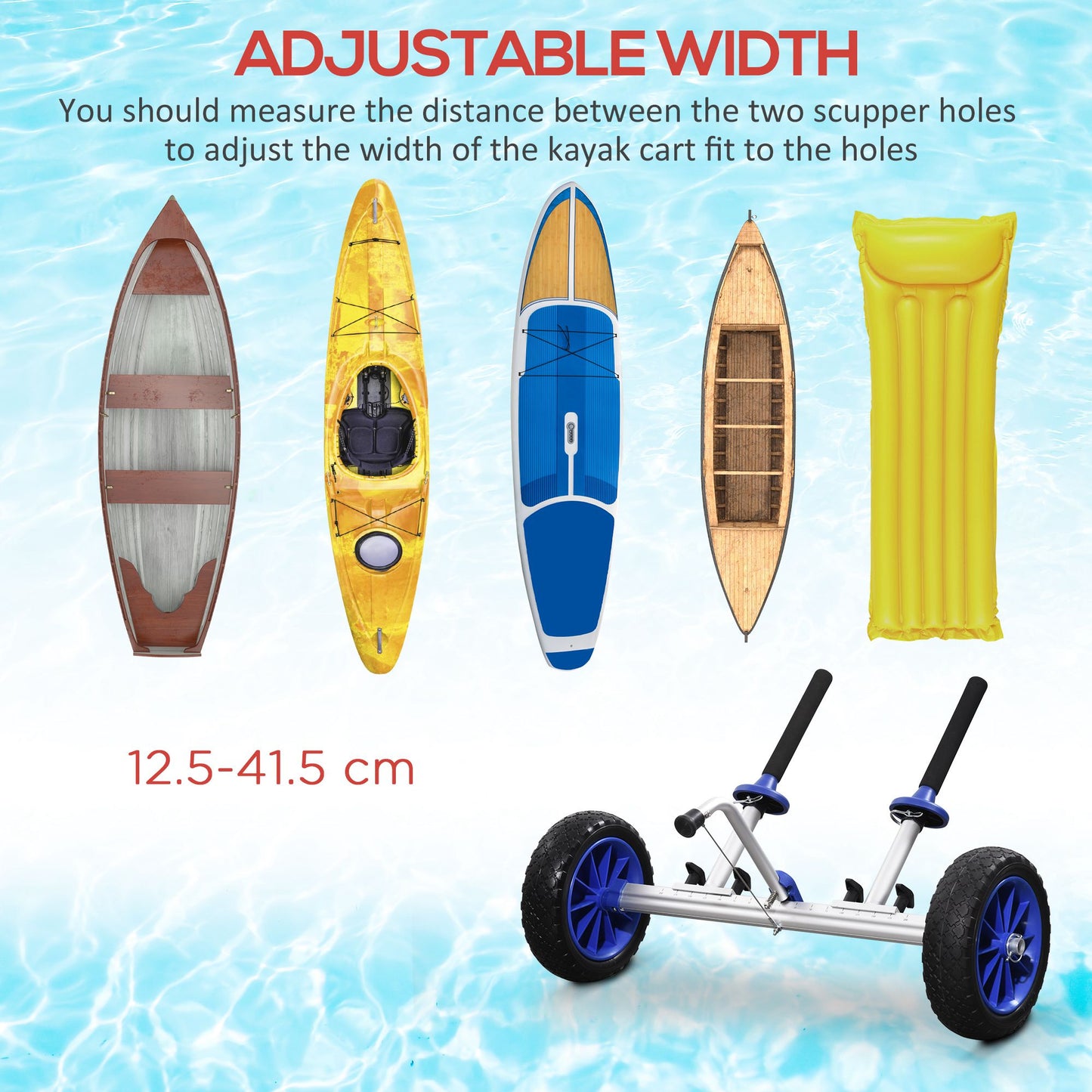 Aluminum Kayak Cart Adjustable Kayak Dolly with Wheels and Foldable Kickstand for Kayaks, Canoes, Paddleboards at Gallery Canada