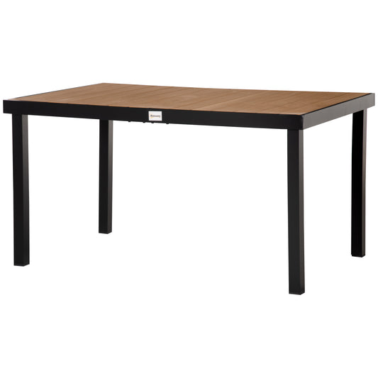 Aluminum Outdoor Dining Table for 6, Patio Rectangular Table, 55" L x 35.5" W x 29.25" H, Natural - Gallery Canada