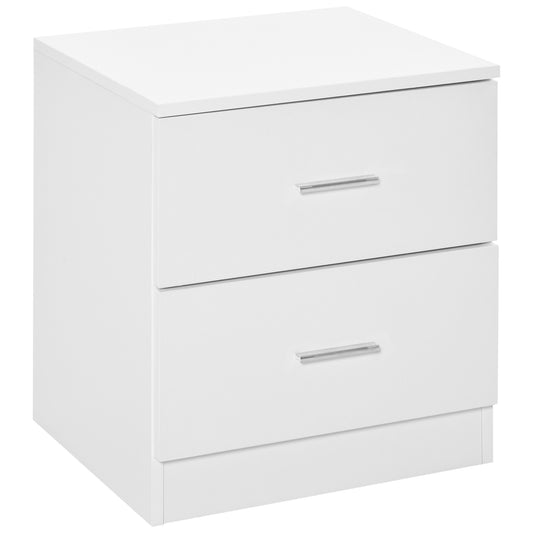 Bedside Table with 2 Drawers, Modern Nightstand, Cabinet Drawer Side Storage Unit for Bedroom, White - Gallery Canada