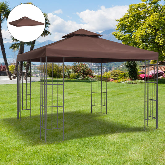9.8' x 9.8' Square 2-Tier Gazebo Canopy Replacement Top Cover Outdoor Garden Sun Shade, Coffee - Gallery Canada