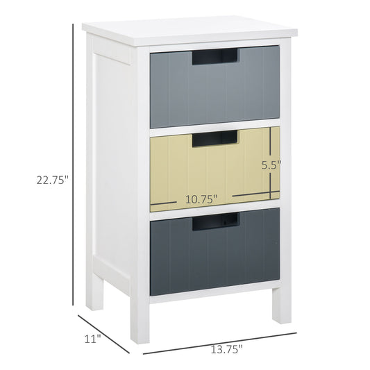 Bedside Table with 3 Drawers, Tall Nightstand for Bedroom, Modern Side Table with Storage, Multi-Colour - Gallery Canada