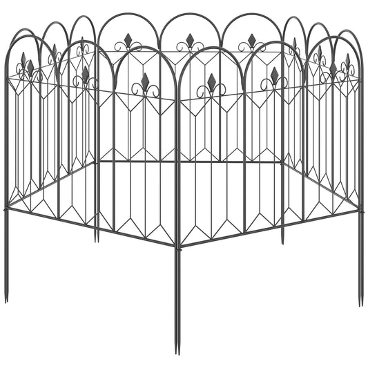 5PCs Outdoor Garden Fence Panels, Metal Wire Landscape Flower Bed Border Edging Animal Barrier, 31" x 10', Black - Gallery Canada