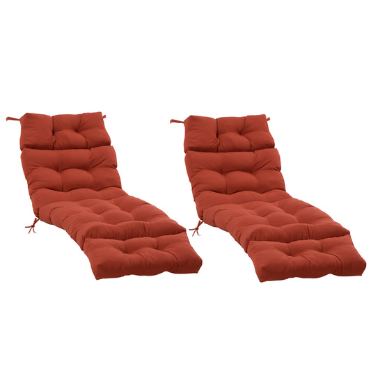 Set of 2 Outdoor Chaise Lounge Cushions, 72" x 22" x 4.7" Patio Lounge Chair Cushions with Ties for Outdoor, Indoor, Red at Gallery Canada
