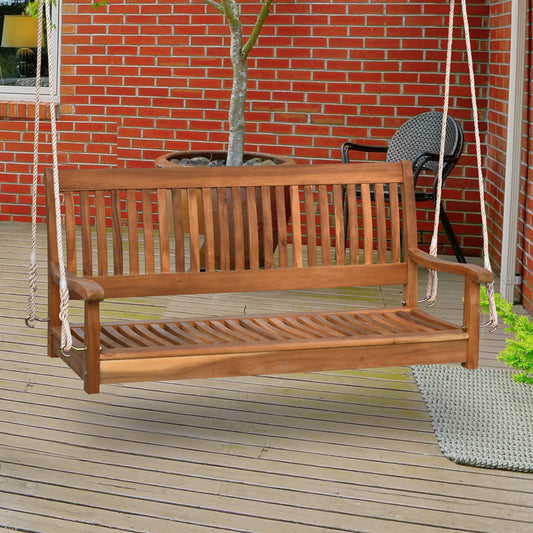 50'' Wooden Swing Bench Garden w/ Supportive Ropes for 2 Person Without Frame - Gallery Canada
