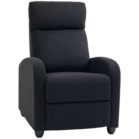 Fabric Recliner Chair, Manual Home Theater Seating, Single Reclining Sofa Chair with Padded Seat for Living Room, Black at Gallery Canada