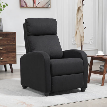 Fabric Recliner Chair, Manual Home Theater Seating, Single Reclining Sofa Chair with Padded Seat for Living Room, Black - Gallery Canada