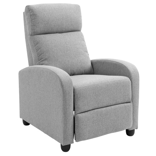 Fabric Recliner Manual Home Theater Seating Single Linen-Touch Sofa Armchair for Living Room, Light Grey