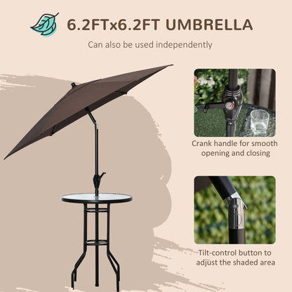 4 Piece Patio Bar Set, Sling Folding Outdoor Furniture with Umbrella for Poolside, Backyard and Garden, Brown - Gallery Canada