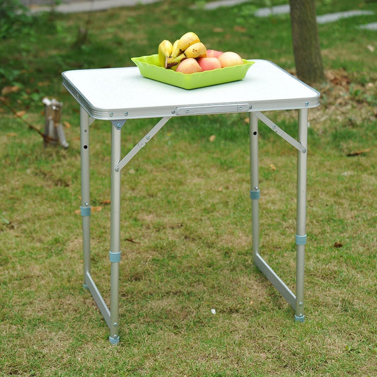 Folding Adjustable Patio Picnic Table Portable Camping Dining Lunch Table Aluminum Frame Silver - Gallery Canada