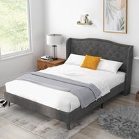 Thumbnail for Full/Queen Size Upholstered Platform Bed Frame with Button Tufted Headboard