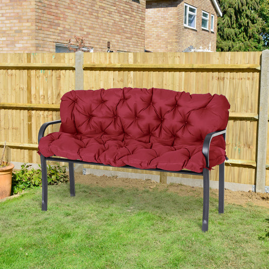 3 Seater Outdoor Seat Pads Bench Swing Chair Replacement Cushions Backrest for Patio Garden, Wine Red - Gallery Canada