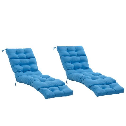 Set of 2 Outdoor Chaise Lounge Cushions, 72" x 22" x 4.7" Patio Lounge Chair Cushions with Ties for Outdoor, Indoor, Blue - Gallery Canada