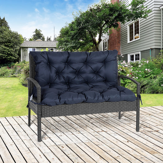 Garden Bench Cushion with Backrest, Non-Slip 2-Seater Thick Pad, Swing Chair Mat Replacement for Indoor and Outdoor, 39.4" x 38.6", Dark Blue - Gallery Canada