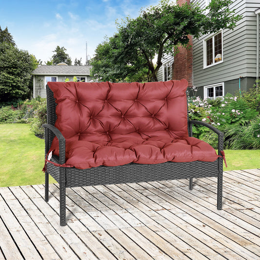 Garden Bench Cushion with Backrest, Non-Slip 2-Seater Thick Pad, Swing Chair Mat Replacement for Indoor and Outdoor, 39.4" x 38.6", Wine Red - Gallery Canada
