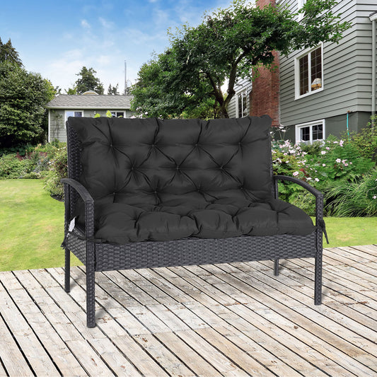 Garden Bench Cushion with Backrest, Non-Slip 2-Seater Thick Pad, Swing Chair Mat Replacement for Indoor and Outdoor Use, 39.4" x 38.6", Black - Gallery Canada