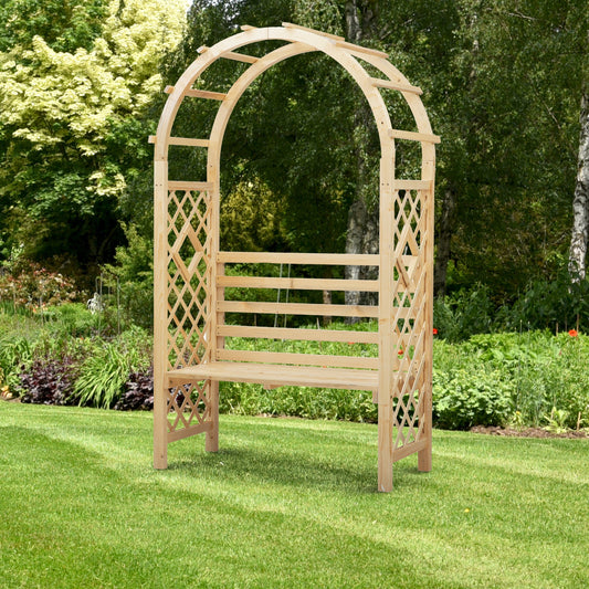 Garden Bench with Arch Wooden Bench Trellis for Vines/ Climbing Plants for Patio Furniture, Front Porch Decor, Garden Arbor and Outdoor Garden Seating, Nature - Gallery Canada