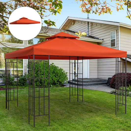 9.84' x 9.84' Square 2-Tier Gazebo Canopy Replacement Top Cover Outdoor Garden Sun Shade, Rust Red - Gallery Canada