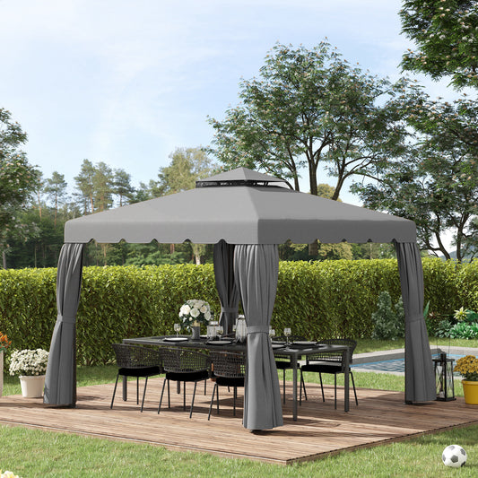 9.8' x 9.8' Gazebo Replacement Canopy, Gazebo Top Cover with Double Vented Roof for Garden Patio Outdoor (TOP ONLY), Grey - Gallery Canada