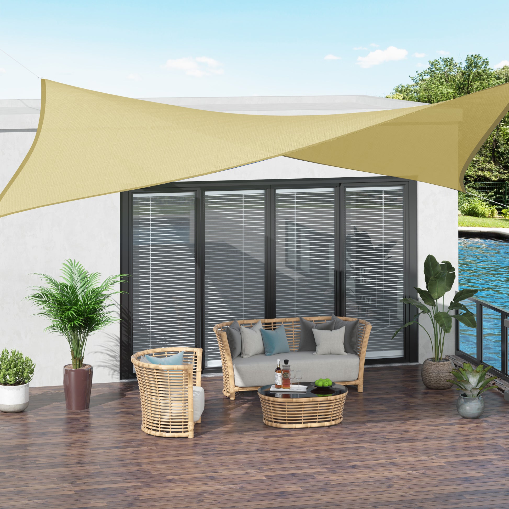Rectangle 10' x 13' Canopy Sun Sail Shade Garden Cover UV Protector Outdoor Patio Lawn Shelter with Carrying Bag (Sand) at Gallery Canada