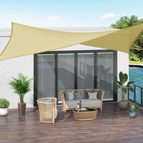 Rectangle 10' x 13' Canopy Sun Sail Shade Garden Cover UV Protector Outdoor Patio Lawn Shelter with Carrying Bag (Sand)