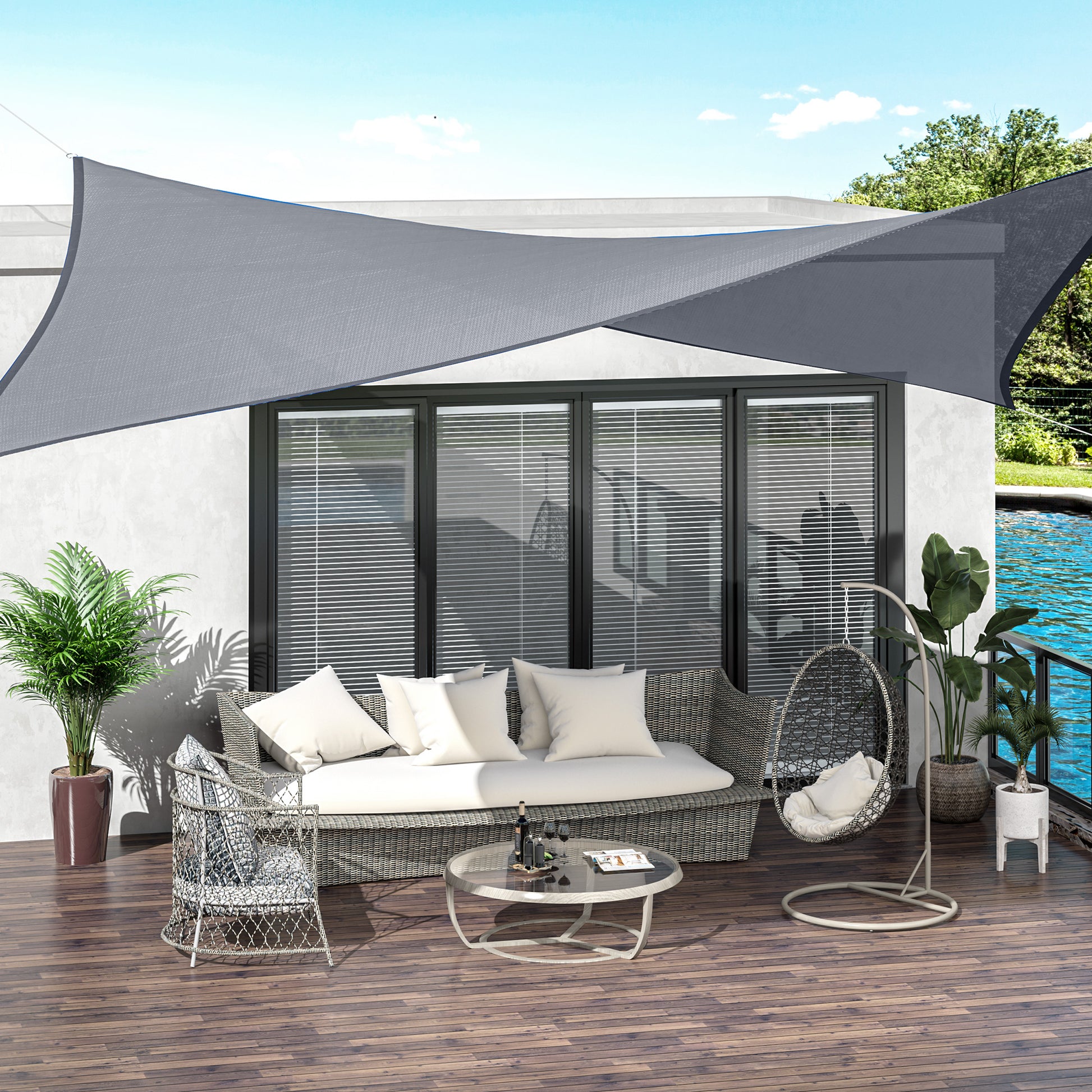Square 12’ Canopy Sun Sail Shade Garden Cover UV Protector Outdoor Patio Lawn Shelter with Carrying Bag Grey at Gallery Canada