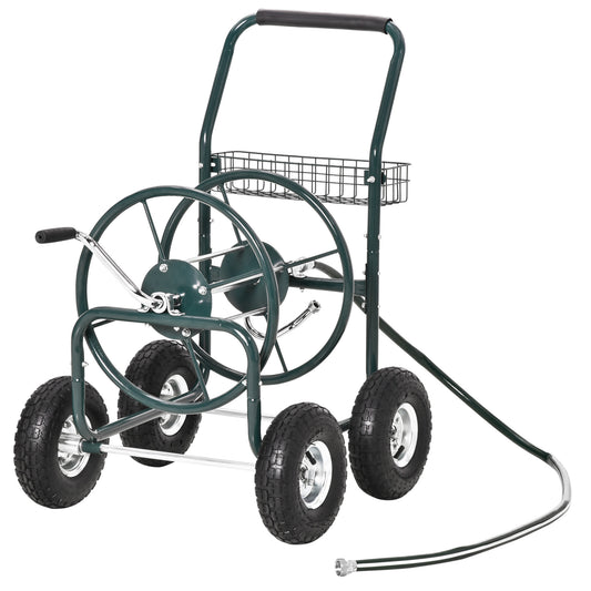 Garden Hose Reel Cart, Portable Hose Organizer with Hose Guide System, 4 Wheels &; Storage Basket for Yard, Garden, Farm at Gallery Canada
