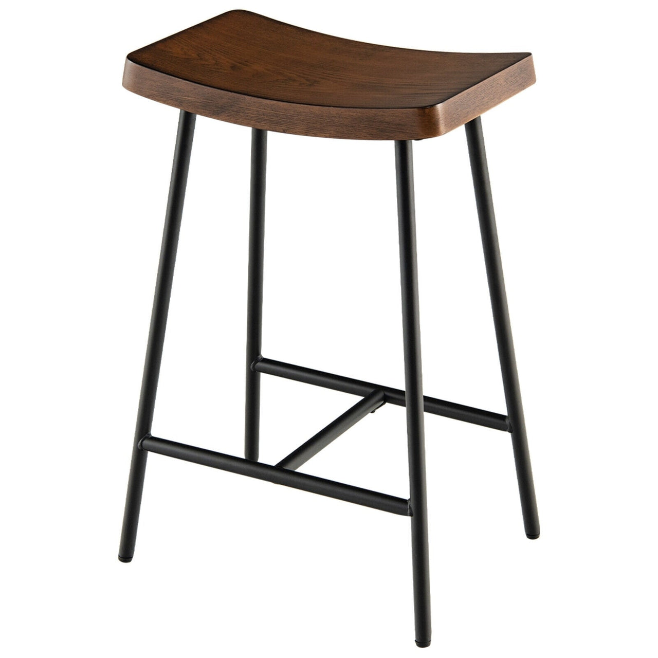 Industrial Saddle Bar Stool with Metal Legs