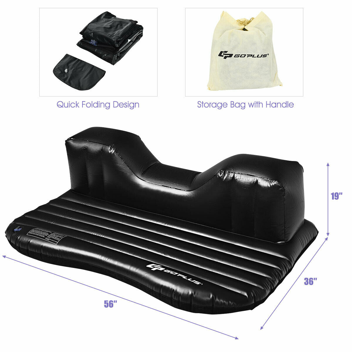 Inflatable Backseat Flocking Mattress Car SUV Travel with Pump