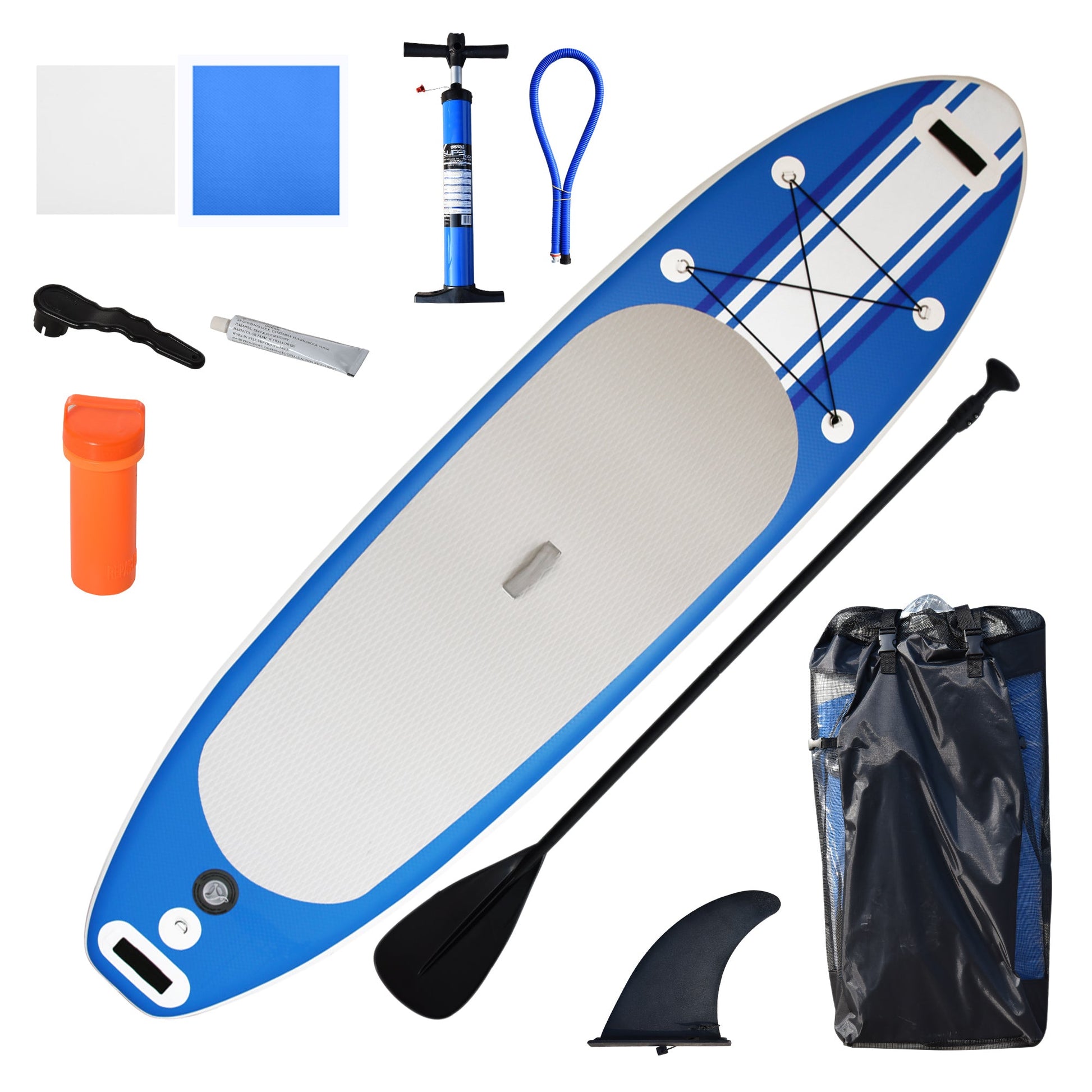 Inflatable Paddle Board, 120'' x 30" x 6" Stand Up Paddle Board Lightweight &; Foldable w/ ISUP Accessories &; Carry Bag, Aluminum Paddle, Fix Accessories Set, Air Pump, Leash at Gallery Canada