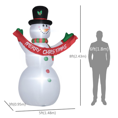 Inflatable Snowman Christmas Yard Outdoor Decoration with Banner LED Lights