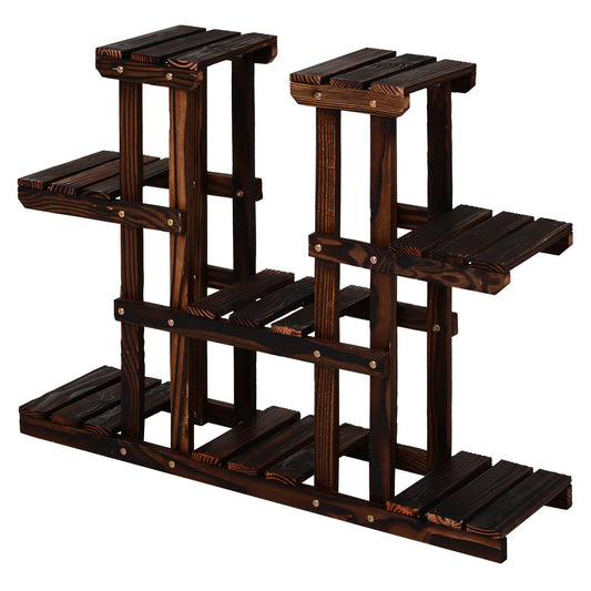 4-Tier Plant Stand, Wooden Carbonized Plant Shelf, Flower Pot Holder Display Rack for Indoor Outdoor Patio Garden at Gallery Canada