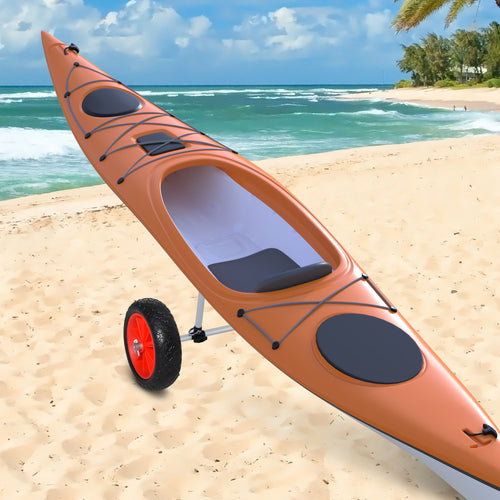 Universal Kayak Cart Trolley Trailer with Strong Aluminum Frame, Adjustable Width Crossbar, &; Large Tires
